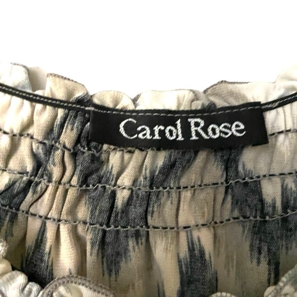 Carol Rose Top Size M Earthy Tone Striped Lightweight Frills Fairy Y2K Chevron - Picture 3 of 5